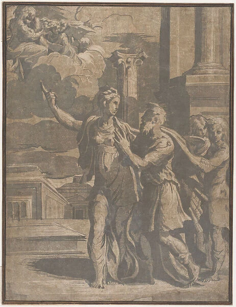 The Tiburtine Sibyl showing Emperor Augustus the Virgin and Christ Child, ca. 1530-40. ca. 1530-40. Creator: Anon