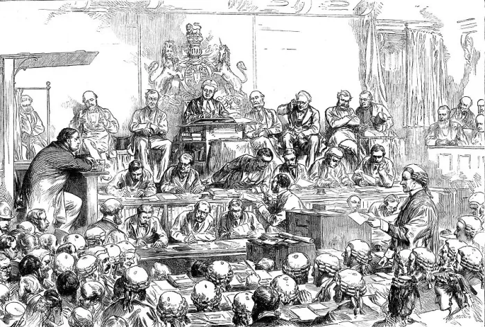 Framed Print : The Tichborne Trial: sketch in court, 1871. Creator: Unknown Framed Print : The Tichborne Trial: sketch in court, 1871. Creator: Unknown
