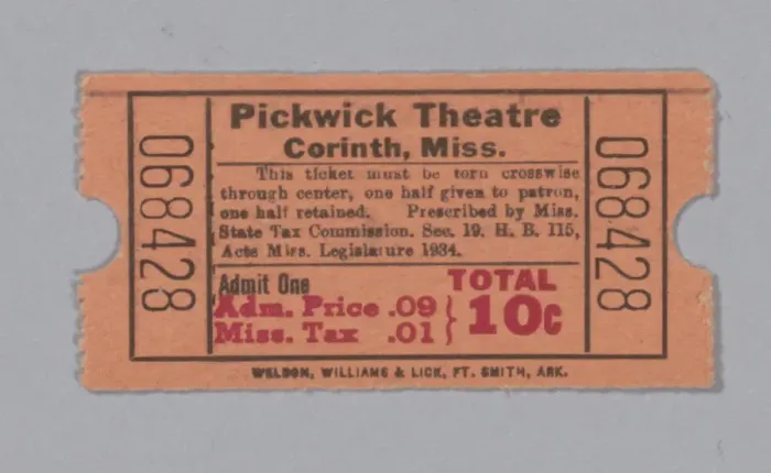 Framed Print : Ticket for the Pickwick Theatre, ca. 1940. Creator: Unknown Framed Print : Ticket for the Pickwick Theatre, ca. 1940. Creator: Unknown