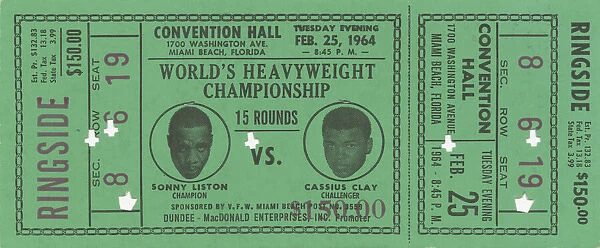 Ticket for World Heavyweight Championship fight of Sonny Liston vs