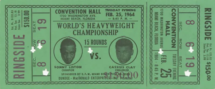 Framed Print : Ticket for World Heavyweight Championship fight of Sonny Liston vs Framed Print : Ticket for World Heavyweight Championship fight of Sonny Liston vs