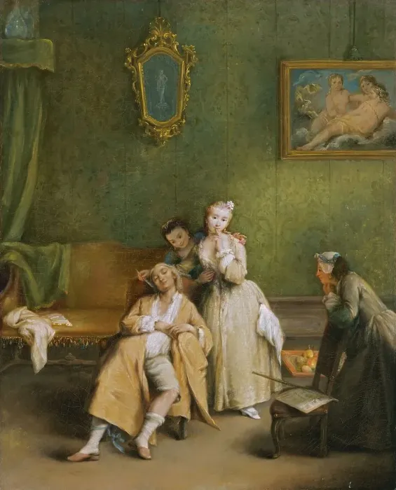 Framed Print : The Tickle, 1755. Creator: Pietro Longhi Framed Print : The Tickle, 1755. Creator: Pietro Longhi