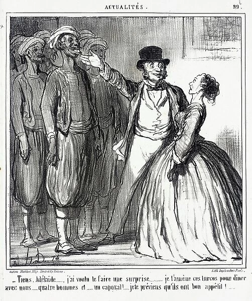 Tiens, Adélaïde...j'ai voulu te faire une surprise.. 1859. Creator: Honore Daumier