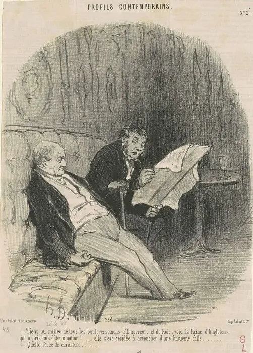 Framed Print : Tiens au milieu de...bouleversemens... 19th century. Creator: Honore Daumier Framed Print : Tiens au milieu de...bouleversemens... 19th century. Creator: Honore Daumier