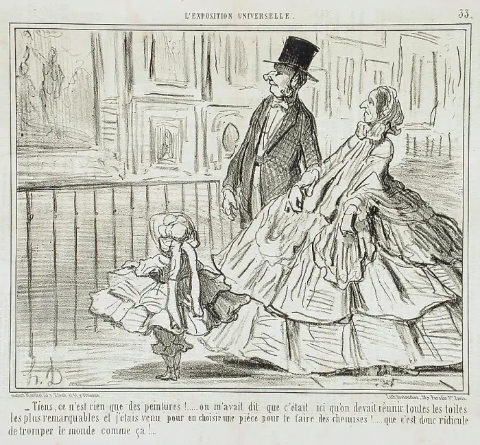 Framed Print : Tiens, ce n'est rien que des peintures!... 1855. Creator: Honore Daumier Framed Print : Tiens, ce n'est rien que des peintures!... 1855. Creator: Honore Daumier