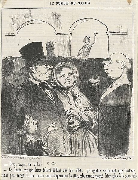 Tiens, papa, te v'la!... 19th century. Creator: Honore Daumier