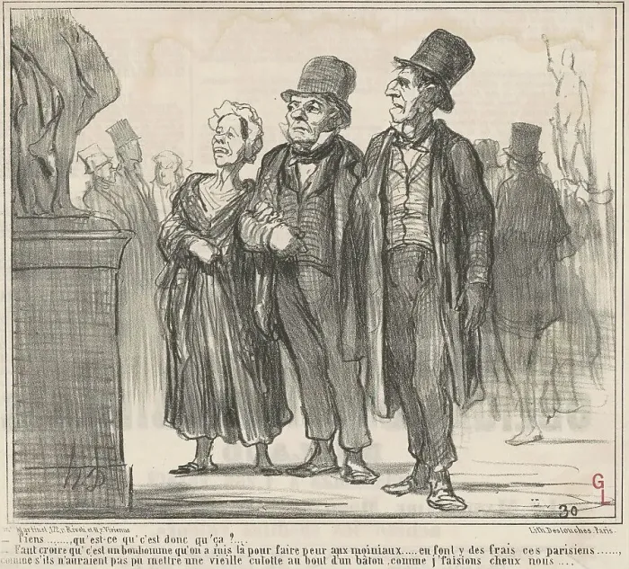 Framed Print : Tiens... qu'est-ce qu'c'est donc qu'ça?... 19th century. Creator: Honore Daumier Framed Print : Tiens... qu'est-ce qu'c'est donc qu'ça?... 19th century. Creator: Honore Daumier