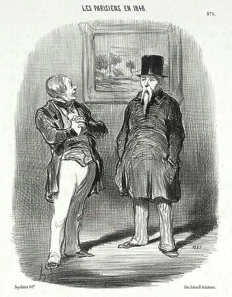 Tiens...Je ne te reconnaissais pas... 1848. Creator: Honore Daumier