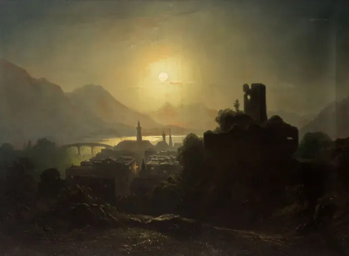 Framed Print : Tiflis by Moonlight, 1867