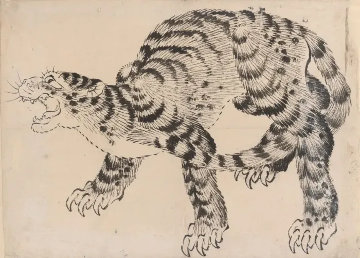 Framed Print : Tiger, 19th century. Creator: Hokusai School Framed Print : Tiger, 19th century. Creator: Hokusai School