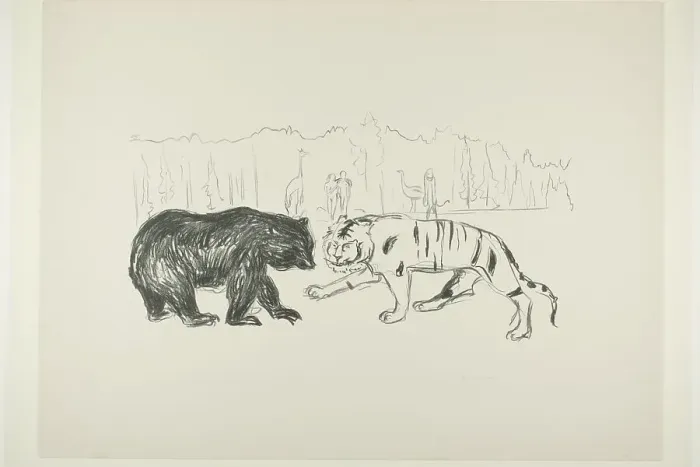 Framed Print : The Tiger and the Bear, 1908 / 09. Creator: Edvard Munch Framed Print : The Tiger and the Bear, 1908 / 09. Creator: Edvard Munch
