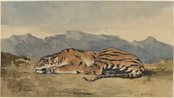 Framed Print : Tiger, c. 1830. Creator: Eugene Delacroix Framed Print : Tiger, c. 1830. Creator: Eugene Delacroix