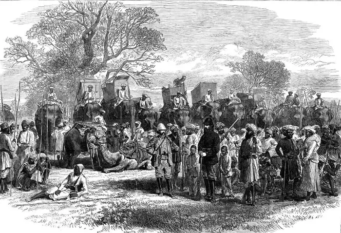 Framed Print : A tiger-hunting party in India: preparing to start, 1870. Creator: Unknown Framed Print : A tiger-hunting party in India: preparing to start, 1870. Creator: Unknown
