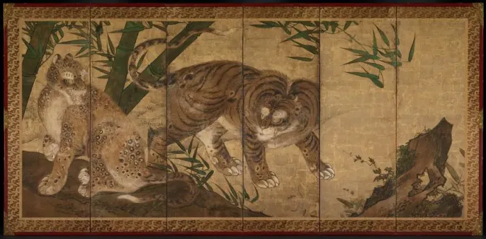 Framed Print : Tiger and Leopard, 1668. Creator: Sekkei Yamaguchi (Japanese, 1644-1732) Framed Print : Tiger and Leopard, 1668. Creator: Sekkei Yamaguchi (Japanese, 1644-1732)