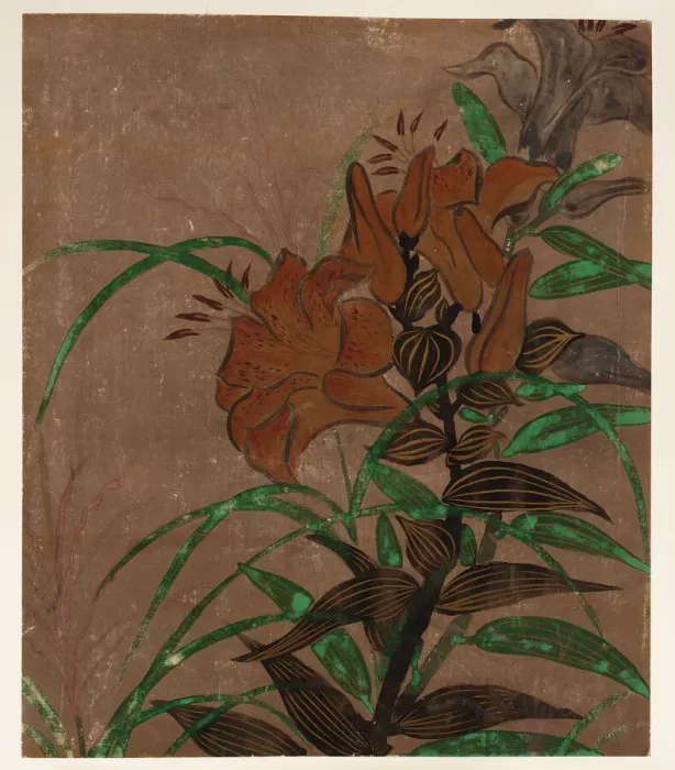Framed Print : Tiger lilies and grass, Edo period, ca. 1685-1868. Creator: Unknown Framed Print : Tiger lilies and grass, Edo period, ca. 1685-1868. Creator: Unknown