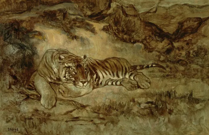 Framed Print : Tiger At Rest, c1850-70. Creator: Antoine-Louis Barye Framed Print : Tiger At Rest, c1850-70. Creator: Antoine-Louis Barye