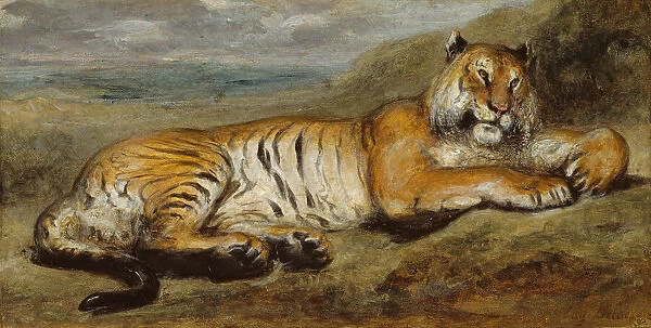 Tiger Resting, c. 1830. Creator: Pierre Andrieu