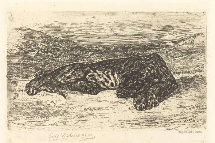 Framed Print : Tiger Sleeping in the Desert (Tigre couchedans le desert), 1846 Framed Print : Tiger Sleeping in the Desert (Tigre couchedans le desert), 1846