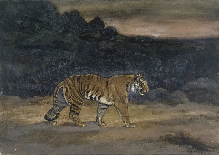 Framed Print : Tiger Walking, c1850s-1860s. Creator: Antoine-Louis Barye Framed Print : Tiger Walking, c1850s-1860s. Creator: Antoine-Louis Barye