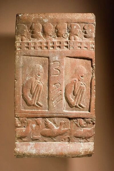 Tile with Ajivaka (?) Ascetics, 4th century. Creator: Unknown