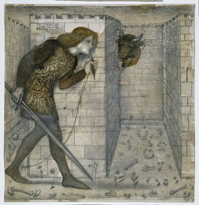 Framed Print : Tile Design - Theseus and the Minotaur in the Labyrinth, 1861. Creator: Sir Edward Coley Burne-Jones
