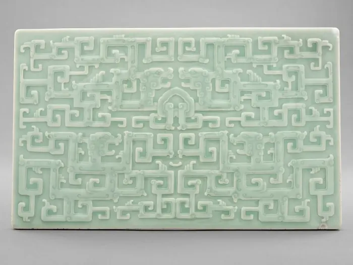 Framed Print : Tile with dragon design, about 1730. Creator: Unknown Framed Print : Tile with dragon design, about 1730. Creator: Unknown