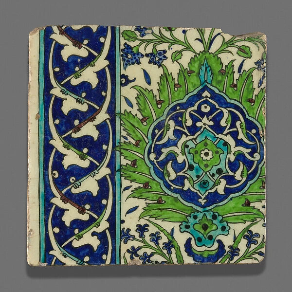 Tile, Ottoman dynasty (1299-1923), 16th or 17th century. Creator: Unknown
