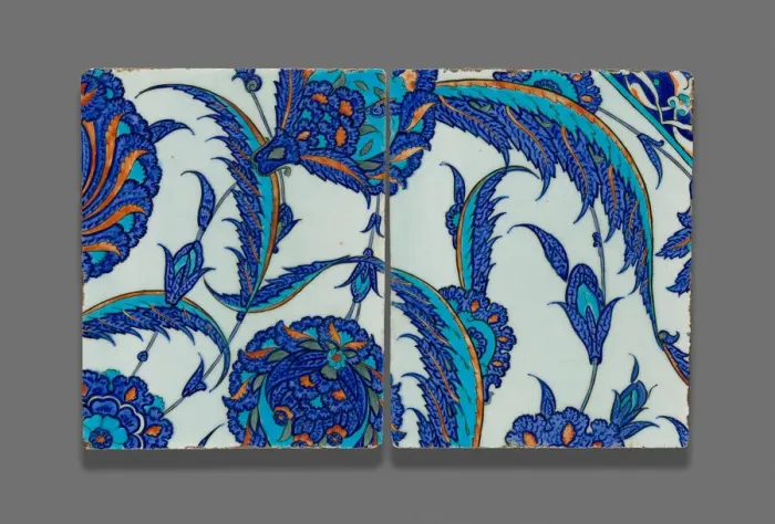 Framed Print : Two Tiles with Continuous Floral Pattern, Ottoman dynasty (1299-1923), c. 1560 Framed Print : Two Tiles with Continuous Floral Pattern, Ottoman dynasty (1299-1923), c. 1560