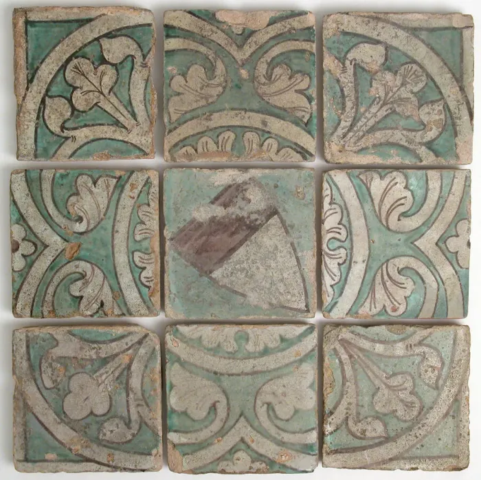 Framed Print : Nine Tiles, French, 14th century. Creator: Unknown Framed Print : Nine Tiles, French, 14th century. Creator: Unknown