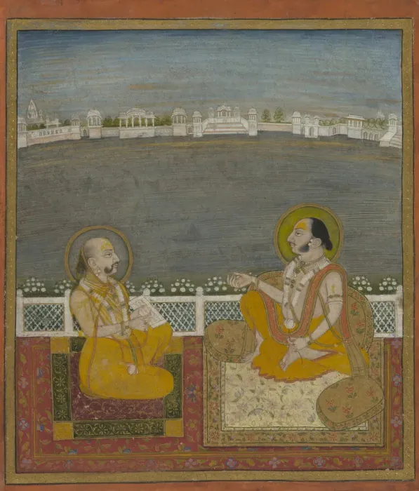 Framed Print : Tilkayat Dauji II Maharaj with a Visitor, c. 1825. Creator: Unknown Framed Print : Tilkayat Dauji II Maharaj with a Visitor, c. 1825. Creator: Unknown