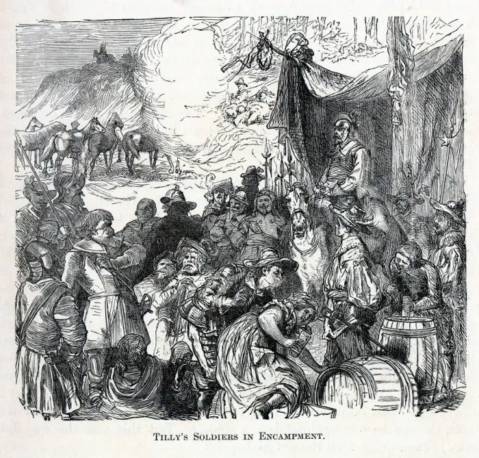 Framed Print : Tillys Soldiers in Encampment, 1882. Artist: Anonymous Framed Print : Tillys Soldiers in Encampment, 1882. Artist: Anonymous