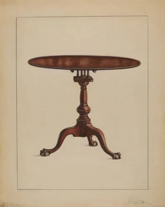 Framed Print : Tilt-top Table, c. 1936. Creator: Rolland Livingstone Framed Print : Tilt-top Table, c. 1936. Creator: Rolland Livingstone