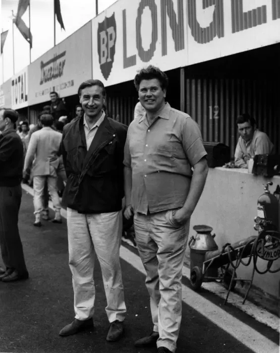 Framed Print : Tim Parnell (right) and Roy Salvadori in 1965. Creator: Unknown Framed Print : Tim Parnell (right) and Roy Salvadori in 1965. Creator: Unknown
