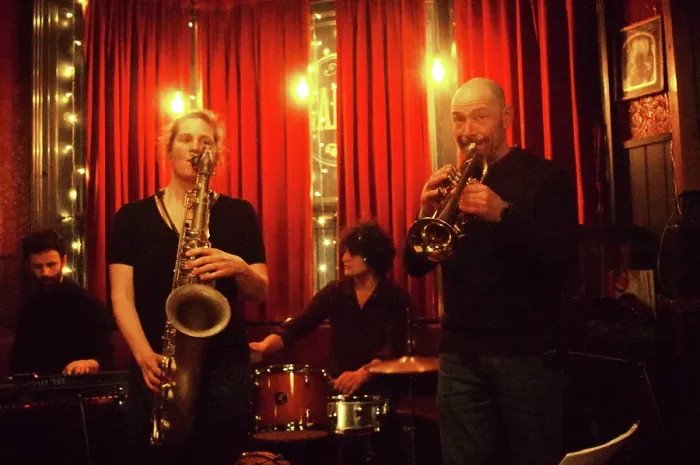 Framed Print : Tim Wells, Arabella Sprot, Angus Bishop and Chris Coull, Speakeasy Jazz Club, Wick Inn, Hove 2024. Creator: Brian O'Connor Framed Print : Tim Wells, Arabella Sprot, Angus Bishop and Chris Coull, Speakeasy Jazz Club, Wick Inn, Hove 2024. Creator: Brian O'Connor