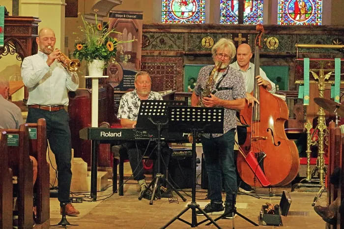 Framed Print : Tim Whitehead Quintet, Chris Coull Promotion, St Andrew's Church, Hove, East Sussex, 1 August 2025 Framed Print : Tim Whitehead Quintet, Chris Coull Promotion, St Andrew's Church, Hove, East Sussex, 1 August 2025