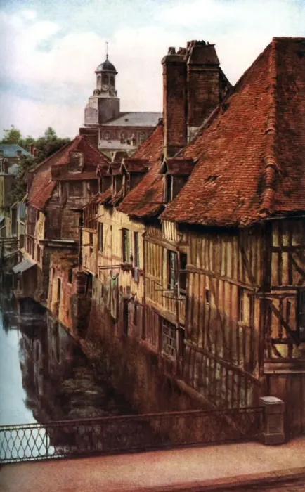 Framed Print : Timber houses by the Pont de Caen in Caudebec-en-Caux, Normandy, France, c1930s Framed Print : Timber houses by the Pont de Caen in Caudebec-en-Caux, Normandy, France, c1930s