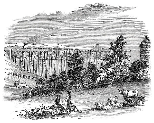 Timber Viaduct on the Darlington and Newcastle Railway, 1844. Creator: Unknown
