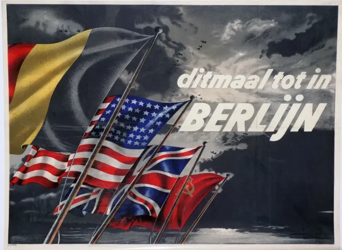 Framed Print : This Time until in Berlin, Belgian pro-Allied propaganda poster, 1944 Framed Print : This Time until in Berlin, Belgian pro-Allied propaganda poster, 1944