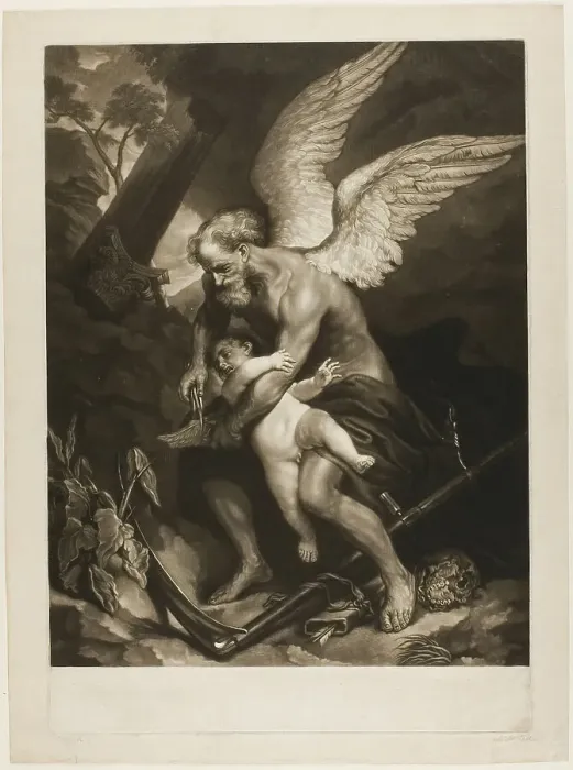 Framed Print : Time Clipping the Wings of Love, c. 1765. Creator: James McArdell