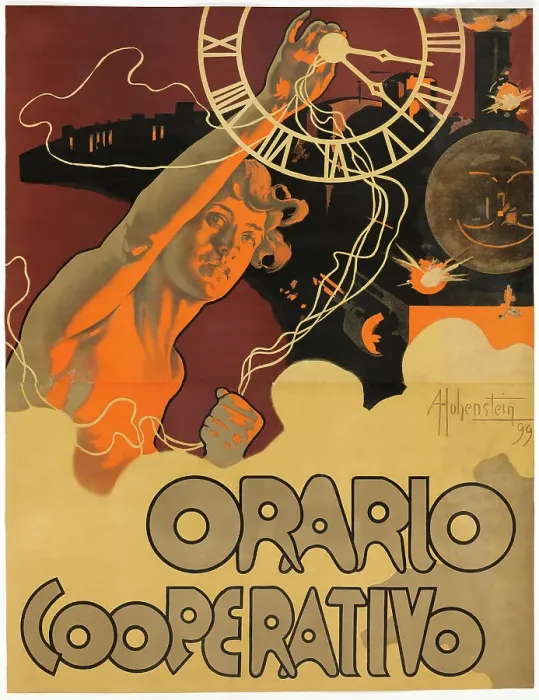 Framed Print : Time Cooperative, 1899. Creator: Adolf Hohenstein Framed Print : Time Cooperative, 1899. Creator: Adolf Hohenstein