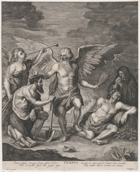 Framed Print : Time crowning Employment and punishing Idleness, ca. 1650-77. Creator: Antoine Couchet Framed Print : Time crowning Employment and punishing Idleness, ca. 1650-77. Creator: Antoine Couchet