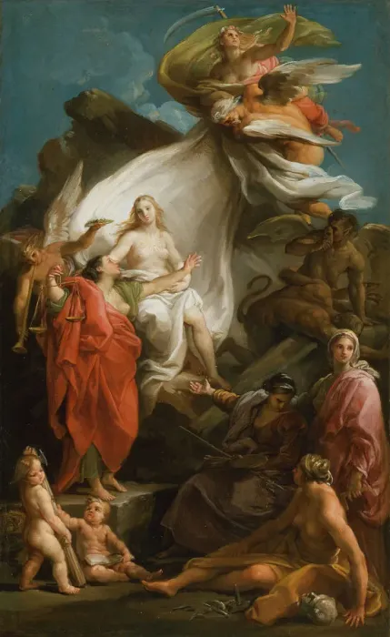 Framed Print : Time Unveiling Truth, 1740 / 45. Creator: Pompeo Batoni Framed Print : Time Unveiling Truth, 1740 / 45. Creator: Pompeo Batoni