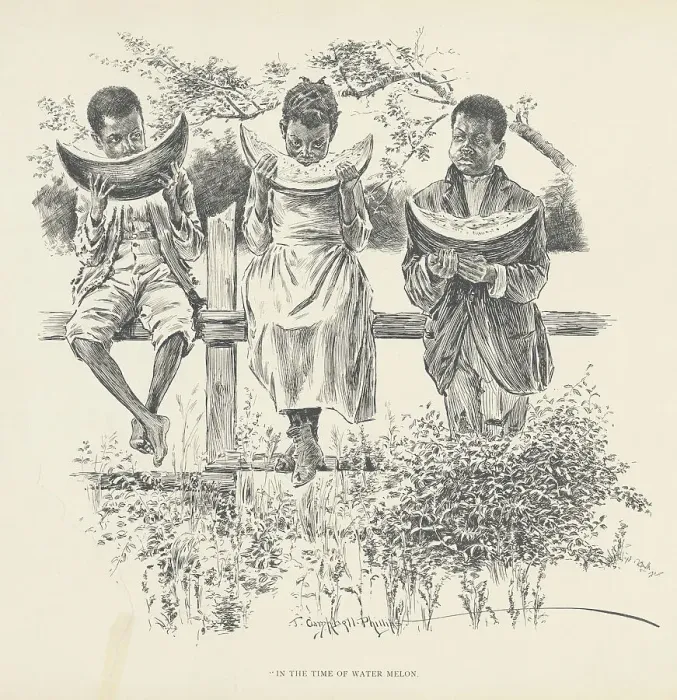 Framed Print : In the time of water melon, 1899. Creator: Jay Campbell Phillips Framed Print : In the time of water melon, 1899. Creator: Jay Campbell Phillips