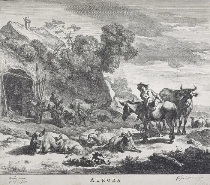 Framed Print : Times of Day / Aurora, 1660. Creator: Jan de Visscher Framed Print : Times of Day / Aurora, 1660. Creator: Jan de Visscher