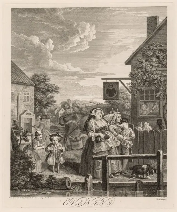 Framed Print : The Four Times of Day: Evening, 1738. Creator: William Hogarth (British, 1697-1764) Framed Print : The Four Times of Day: Evening, 1738. Creator: William Hogarth (British, 1697-1764)