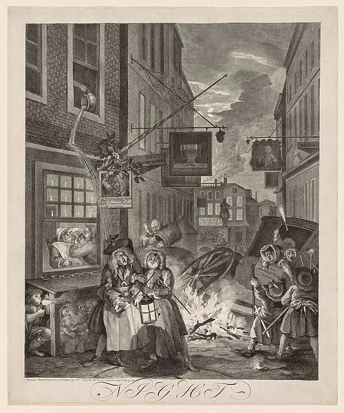The Four Times of Day: Night, 1738. Creator: William Hogarth (British, 1697-1764)