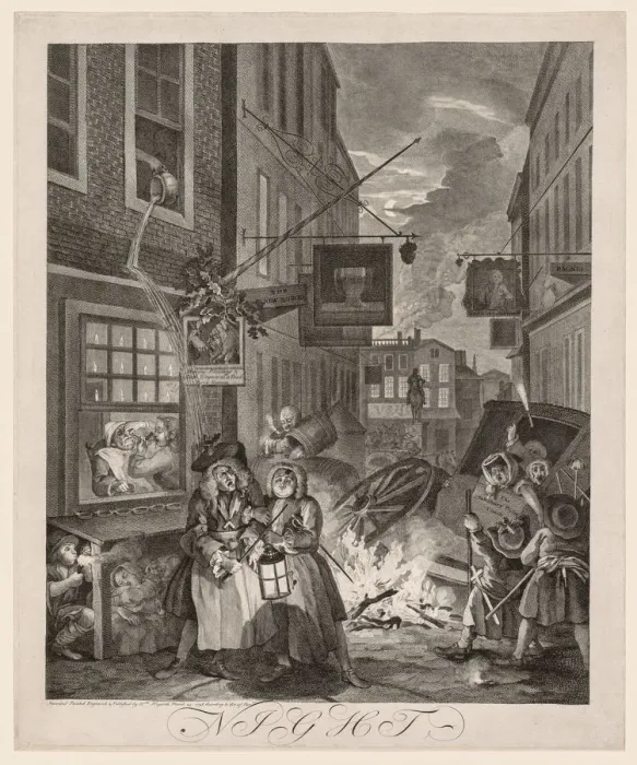 Framed Print : The Four Times of Day: Night, 1738. Creator: William Hogarth (British, 1697-1764) Framed Print : The Four Times of Day: Night, 1738. Creator: William Hogarth (British, 1697-1764)