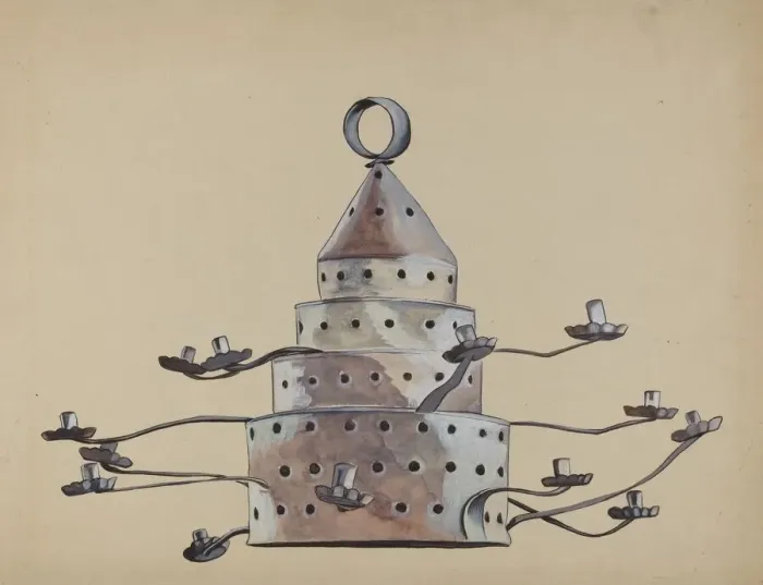 Framed Print : Tin Candelabra, c. 1936. Creator: E. Boyd Framed Print : Tin Candelabra, c. 1936. Creator: E. Boyd