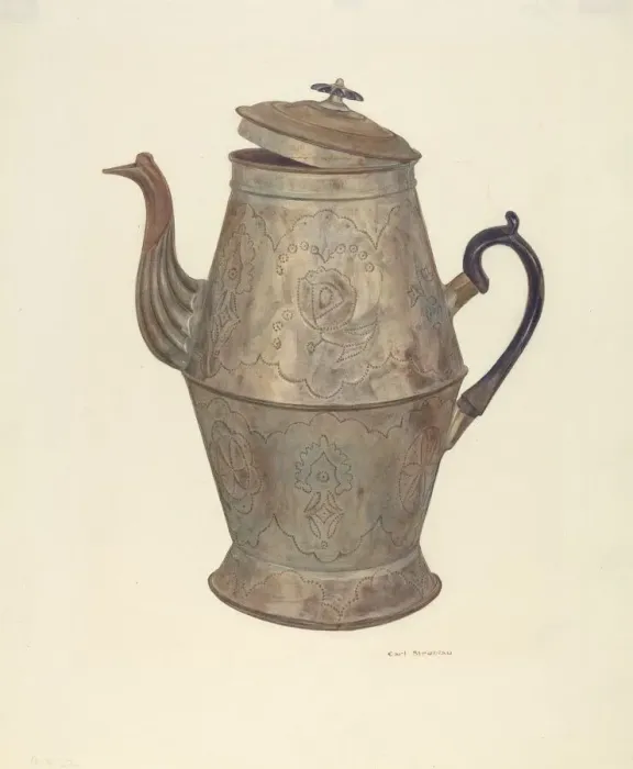 Framed Print : Tin Coffee Pot, 1935 / 1942. Creator: Carl Strehlau Framed Print : Tin Coffee Pot, 1935 / 1942. Creator: Carl Strehlau