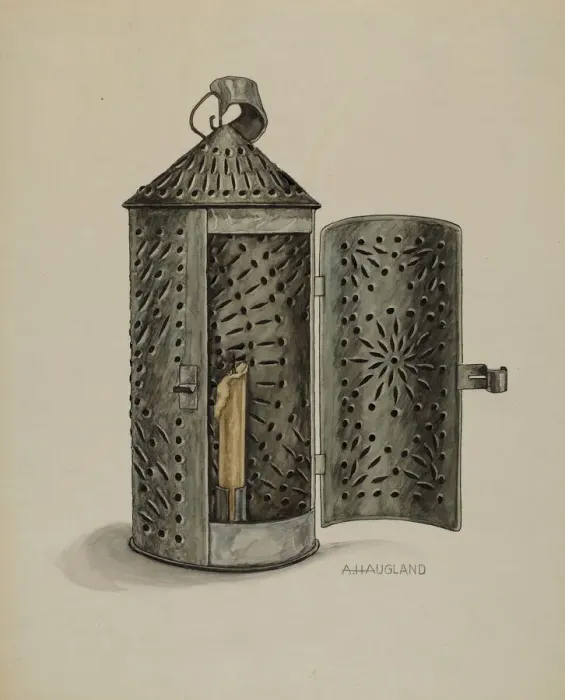 Framed Print : Tin Lantern, c. 1937. Creator: Augustine Haugland Framed Print : Tin Lantern, c. 1937. Creator: Augustine Haugland